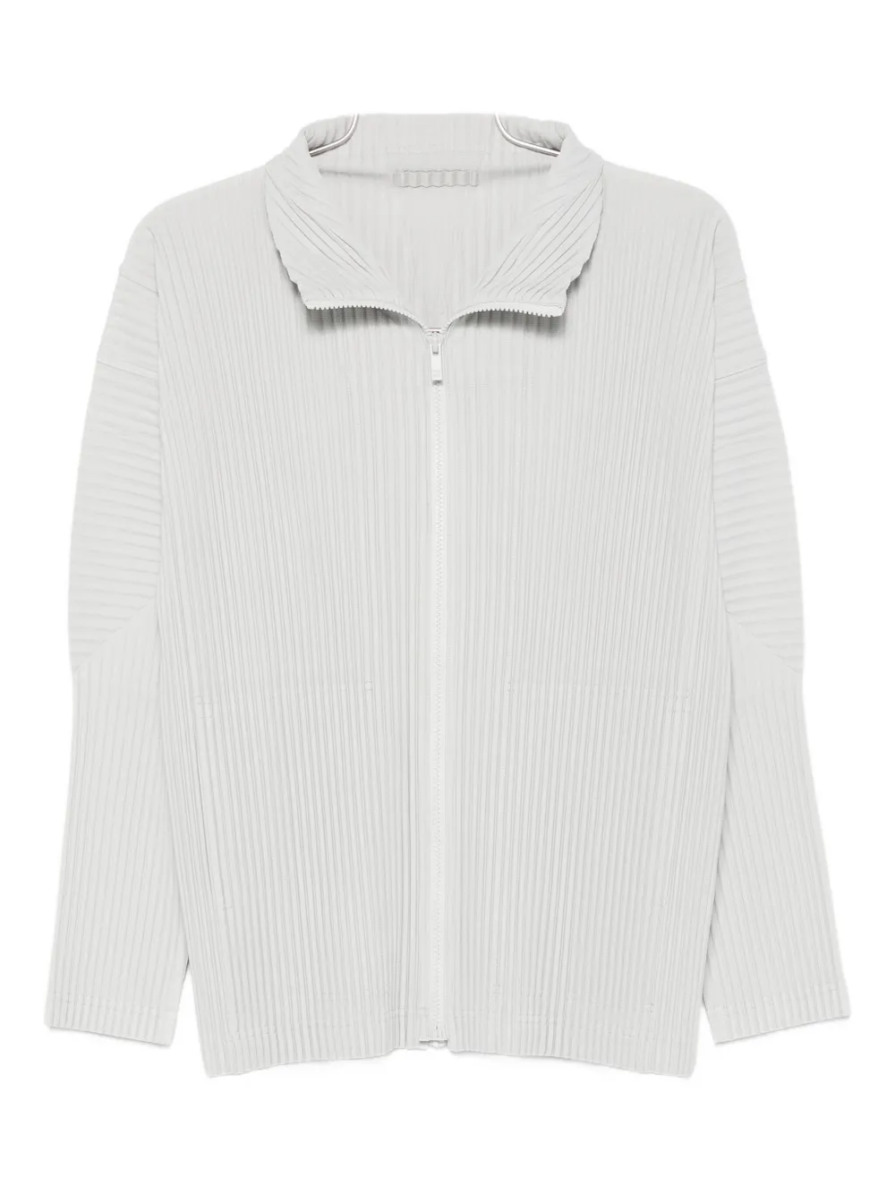 Issey Miyake Ribbed Texture Longline Zippered Shirt In Gray