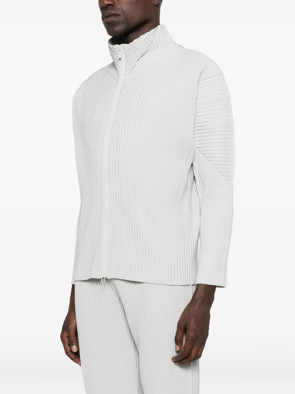 Homme Plissé Issey Miyake Geplooid shirtjack met rits Grijs