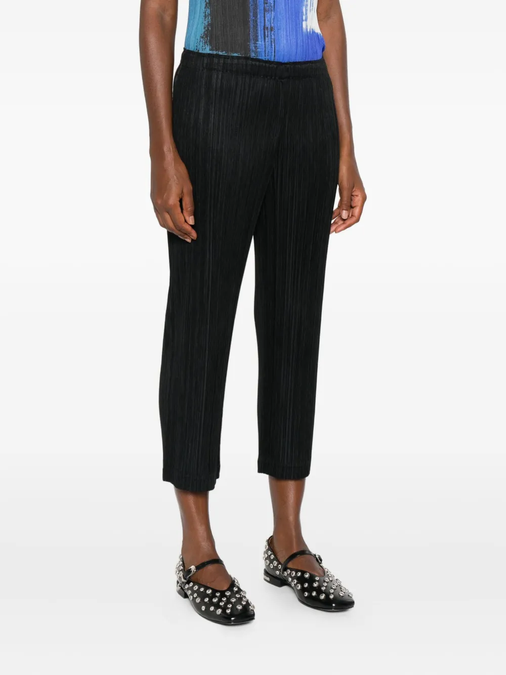 Pleats Please Issey Miyake Plissé elastische broek Zwart