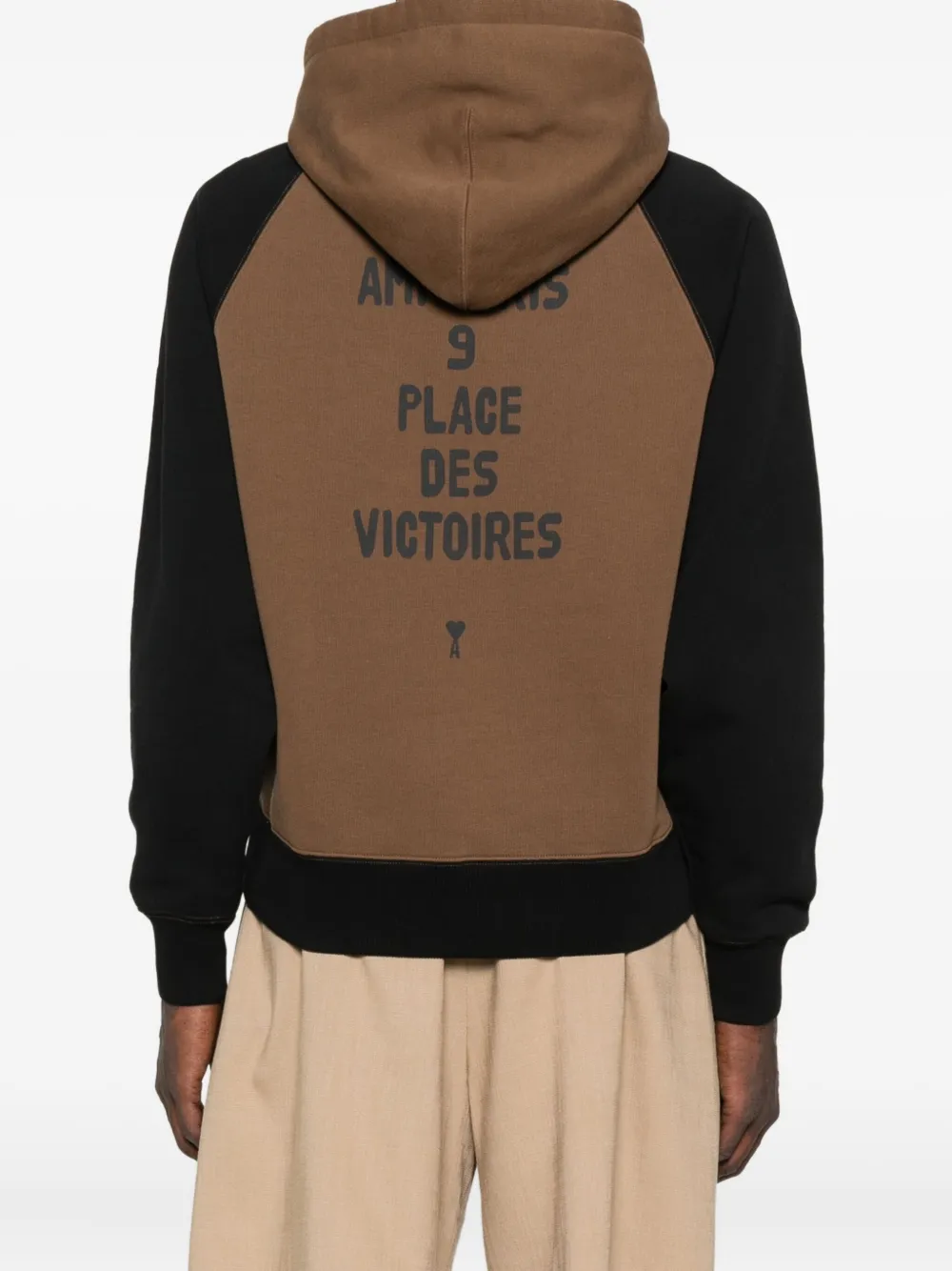 AMI Paris raglan-sleeve embroidered hoodie Bruin