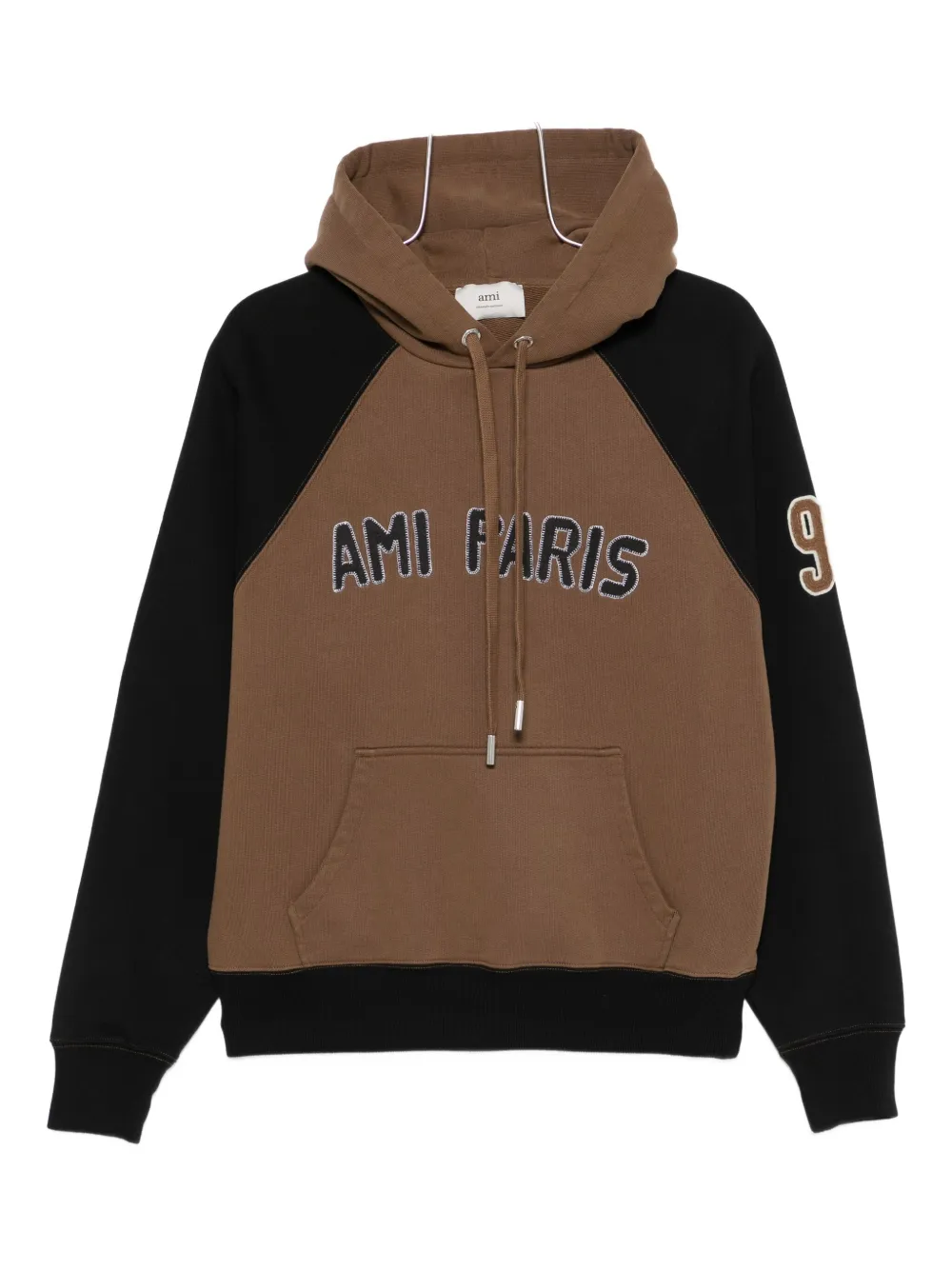 Ami Alexandre Mattiussi Ami Paris Men Cotton Colorblock Hoodie In Brown