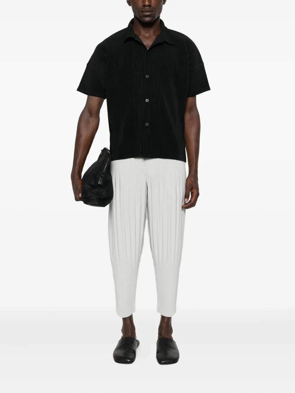 Homme Plissé Issey Miyake pleated short-sleeve shirt - Zwart