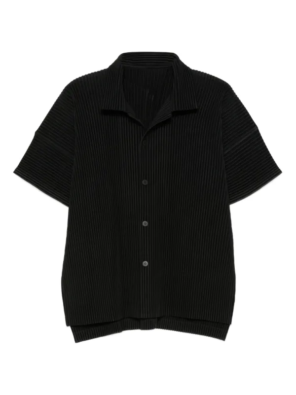 新品　HOMME PLISSE ISSEY MIYAKE 半袖シャツ　黒 HOMME PLISSÉ ISSEY MIYAKE Black Edge Shirt Homme Plisse