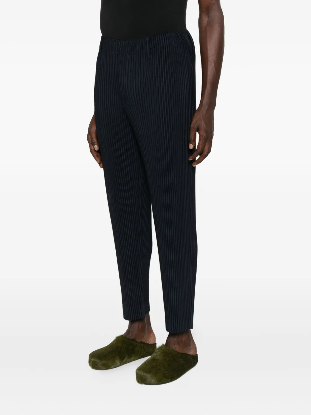 Homme Plissé Issey Miyake Plissé elastische broek Blauw