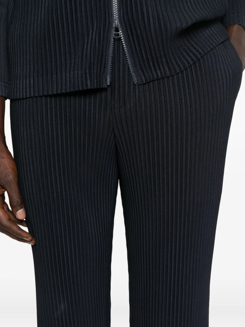 Homme Plissé Issey Miyake Plissé elastische broek Blauw