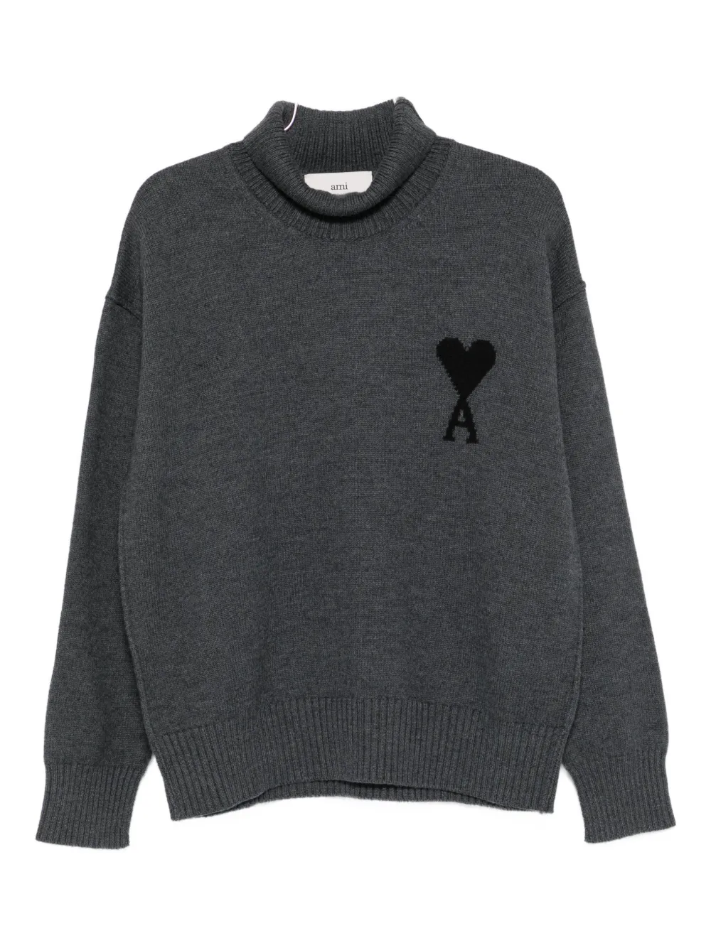 AMI Paris heart-logo turtleneck sweater - Grigio