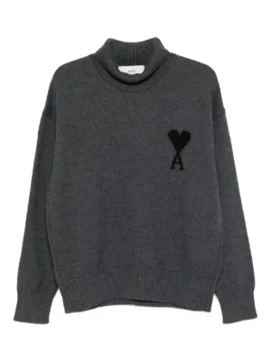 AMI Paris Ami De Coeur ウールポロシャツ | グレー | FARFETCH JP