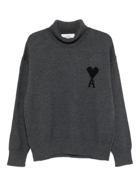AMI Paris heart-logo turtleneck sweater