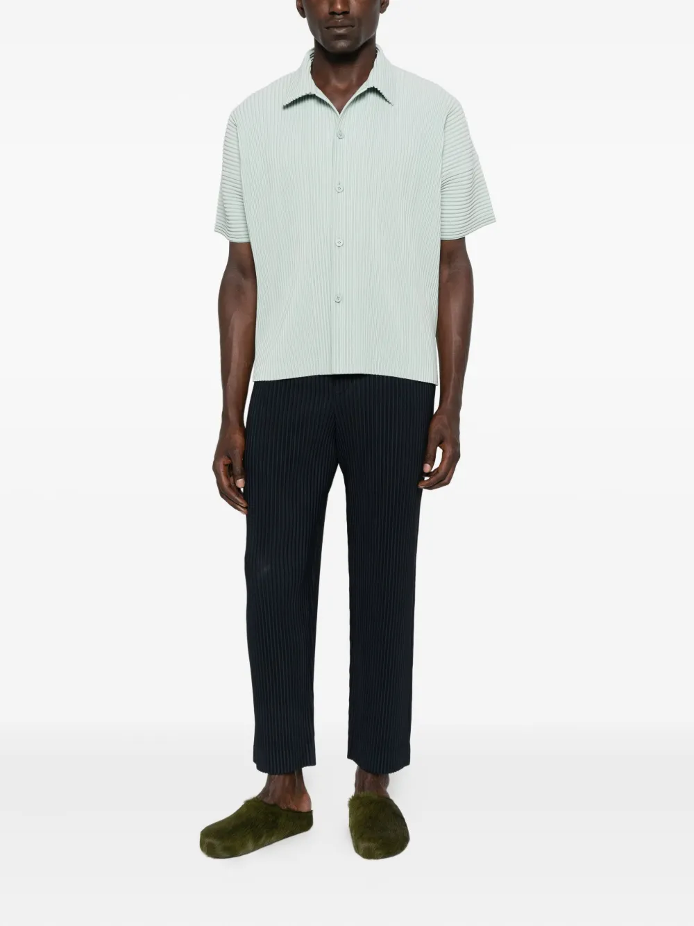 Homme Plissé Issey Miyake pleated short-sleeve shirt - Groen