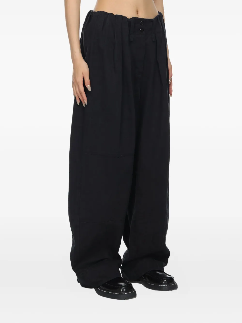 Open Yy Full Gather Trousers In Black