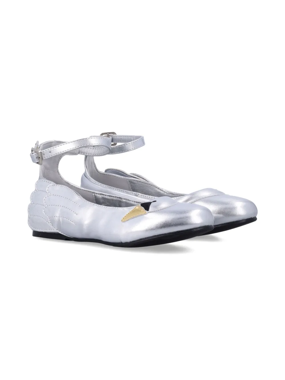 Stella McCartney Kids wing-detail ankle-strap ballerinas - グレー Stella McCartney Kids wing-detail ankle-strap ballerinas - グレー