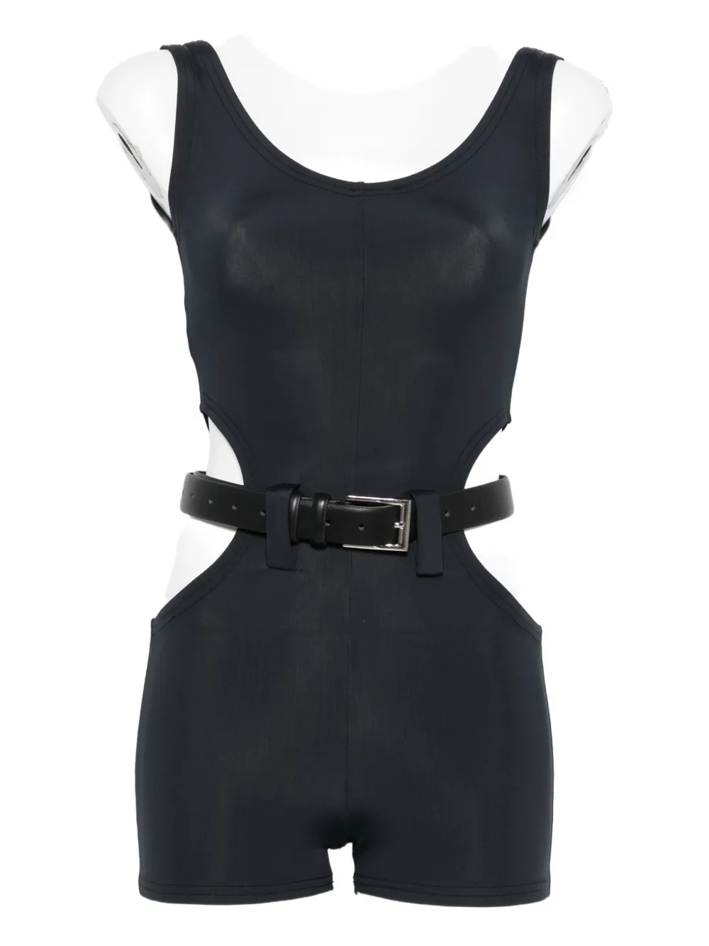 Vestiaire D'un Oiseau Libre Cut-out Belted Playsuit In Black