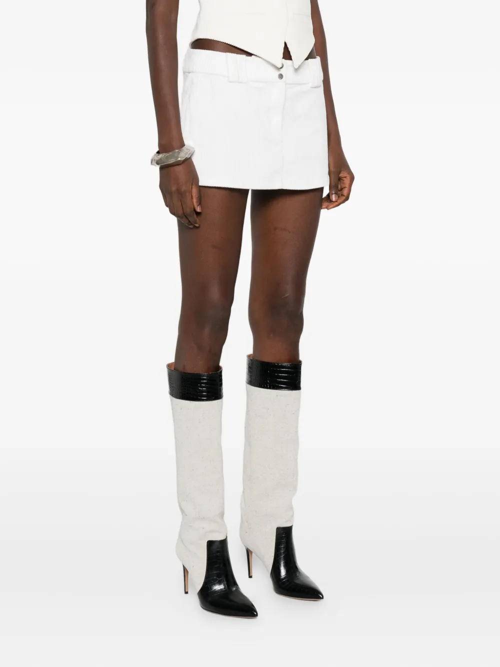 Vestiaire D'un Oiseau Libre Corduroy Mini Skirt In White