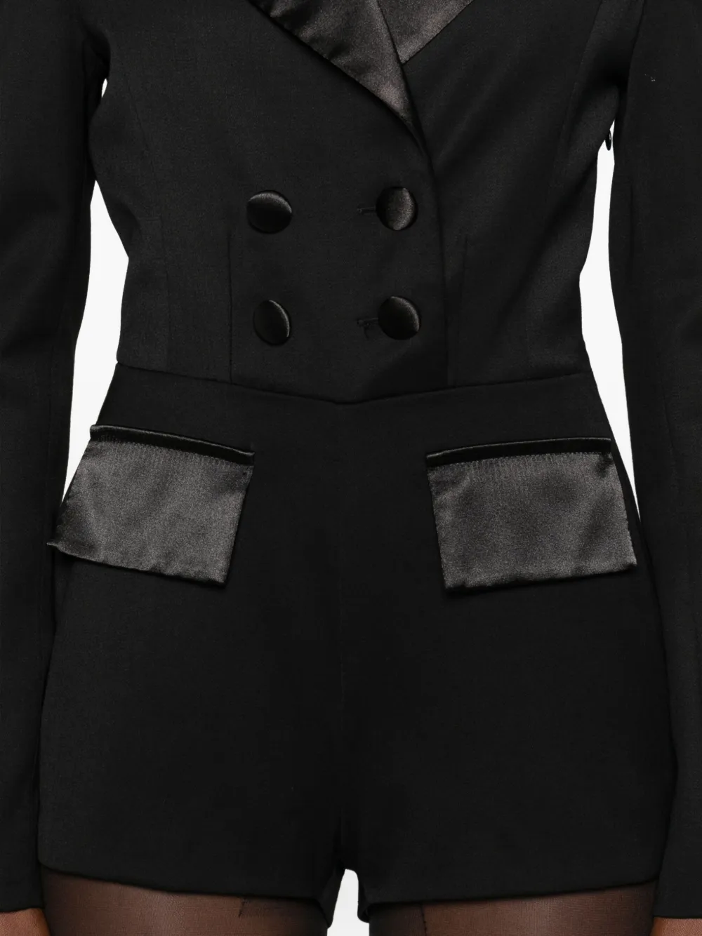 Vestiaire d'un Oiseau Libre Smoking jumpsuit met satijnen revers Zwart