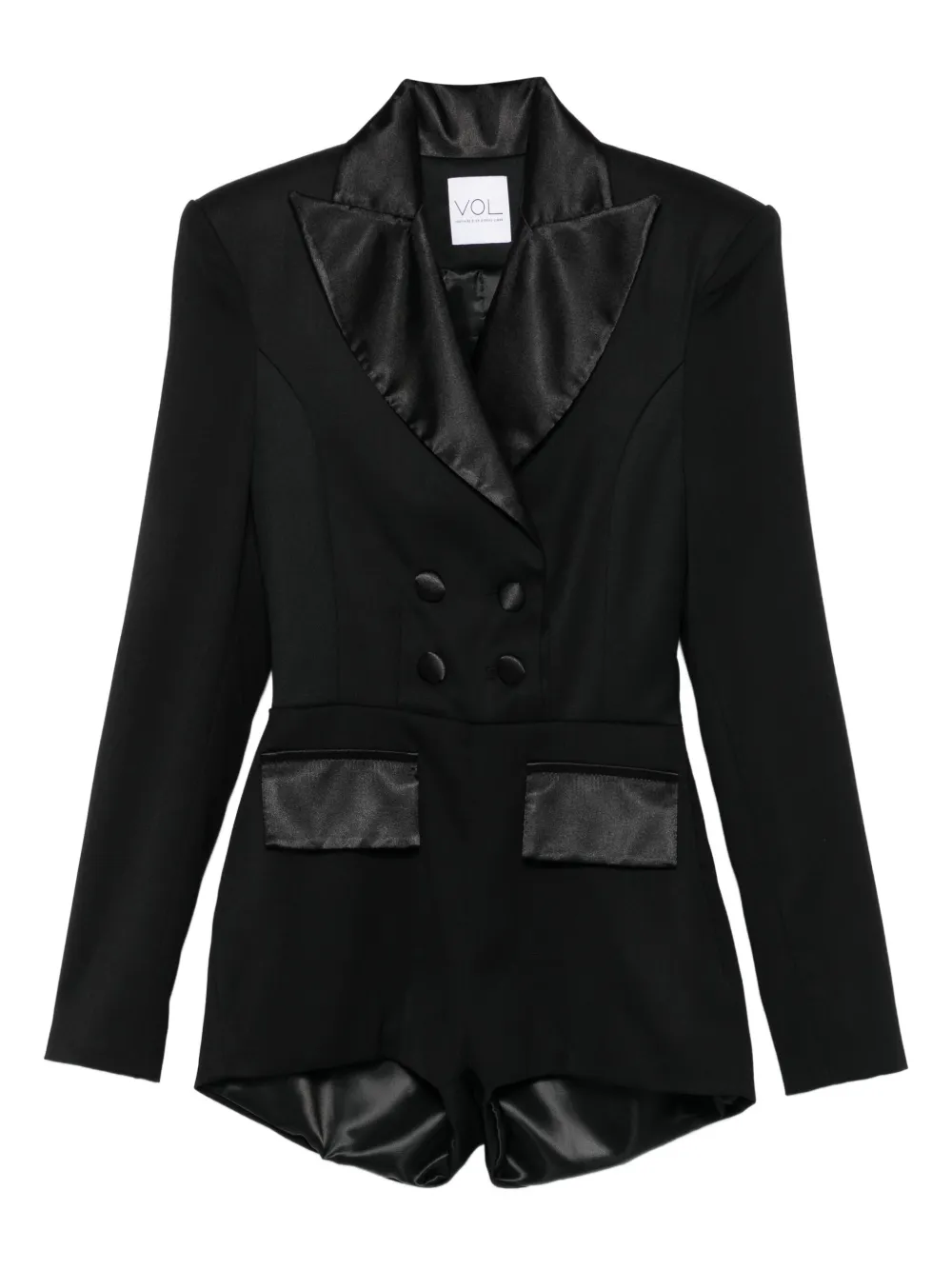 Vestiaire d'un Oiseau Libre satin-lapel tuxedo jumpsuit | Black | Image 1