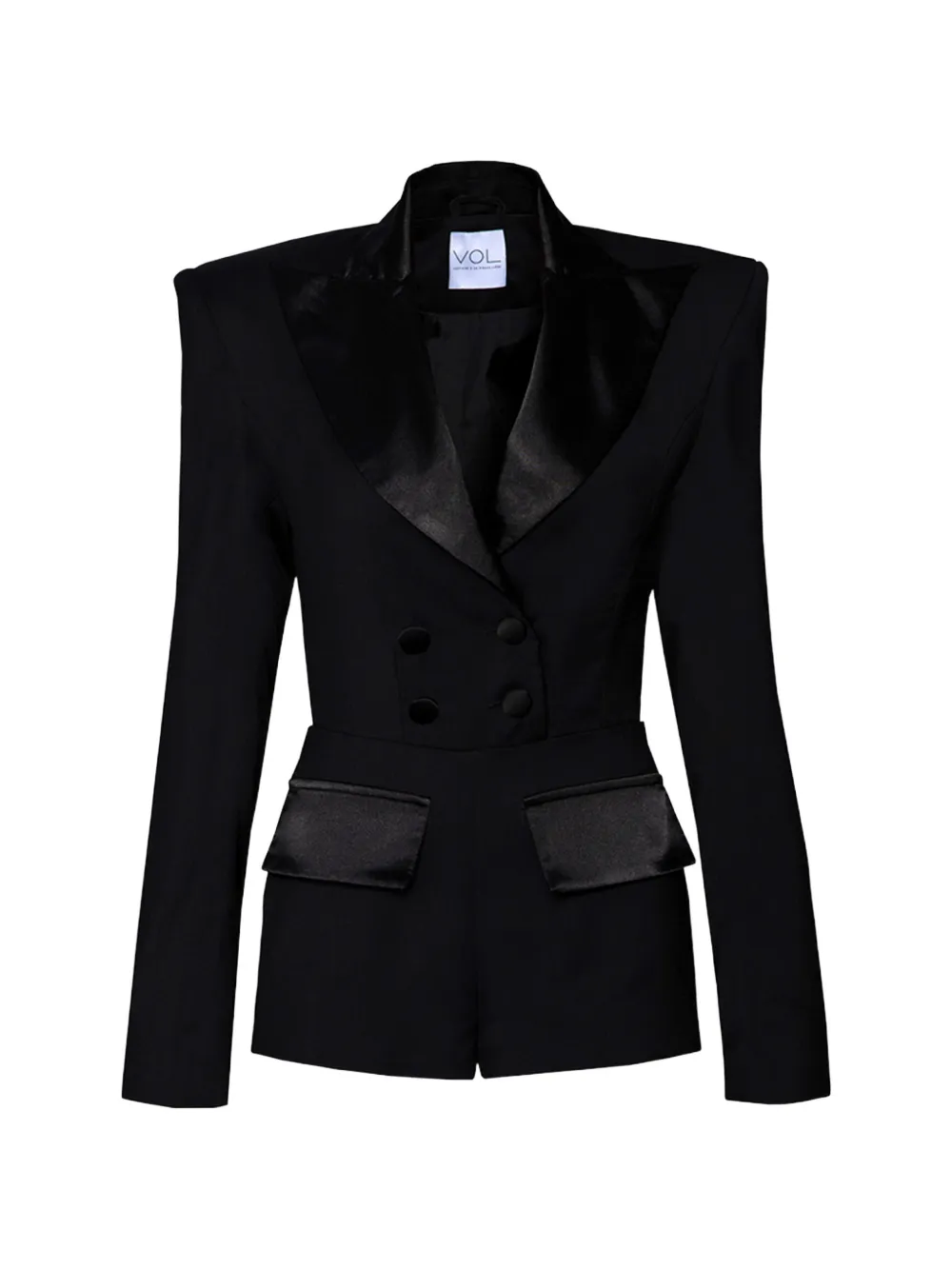 Vestiaire d'un Oiseau Libre satin-lapel tuxedo jumpsuit - Nero