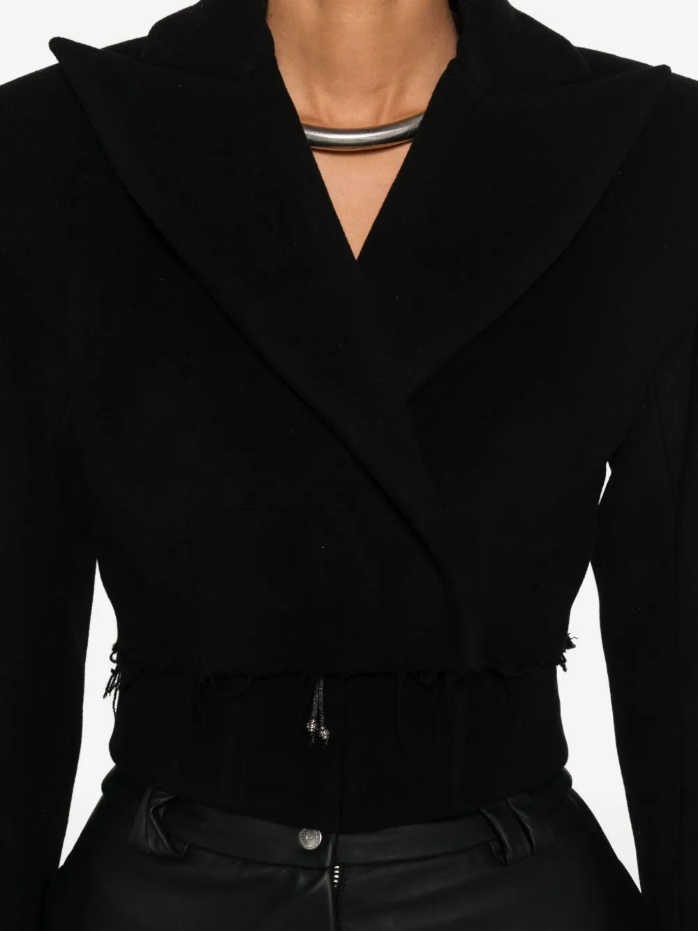 Vestiaire D'un Oiseau Libre Frayed-hem Jacket In Black