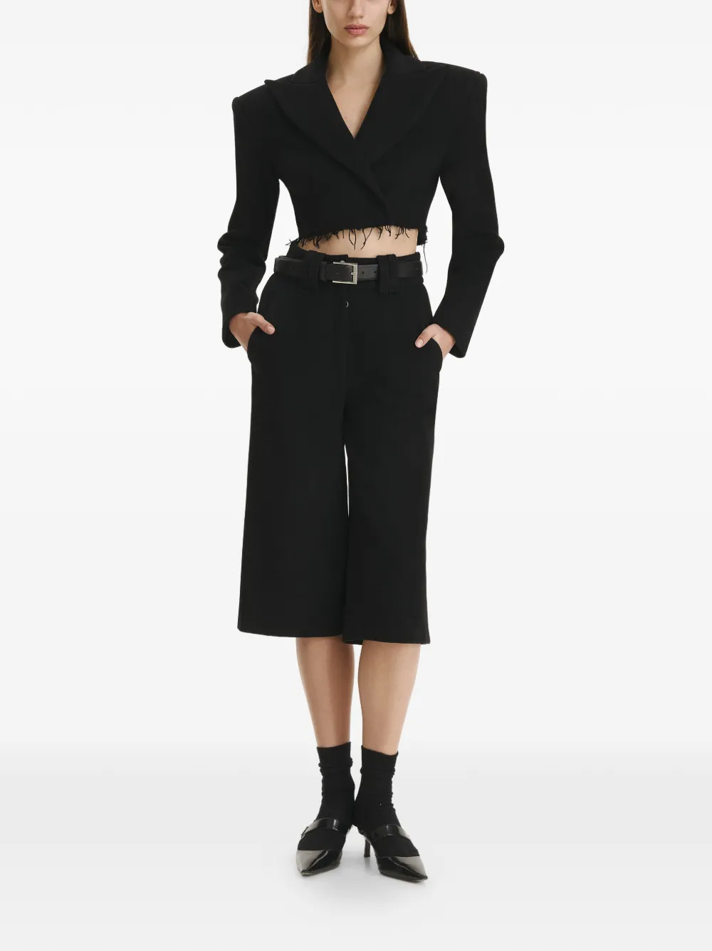  Vestiaire D'un Oiseau Libre Frayed-hem Jacket - Black 