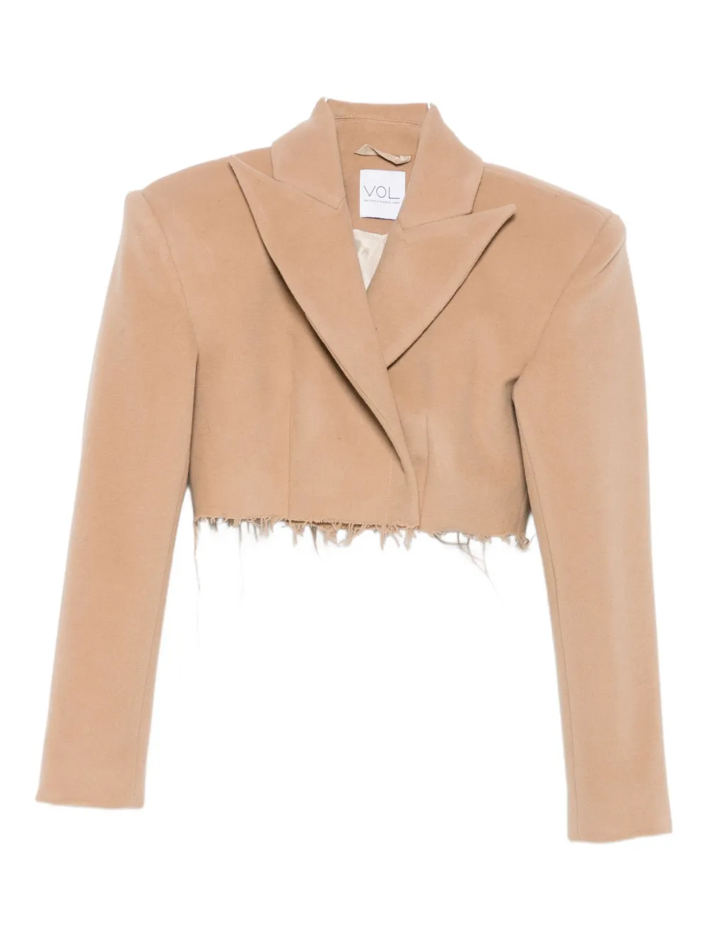 Vestiaire D'un Oiseau Libre Frayed-hem Cropped Blazer In Brown