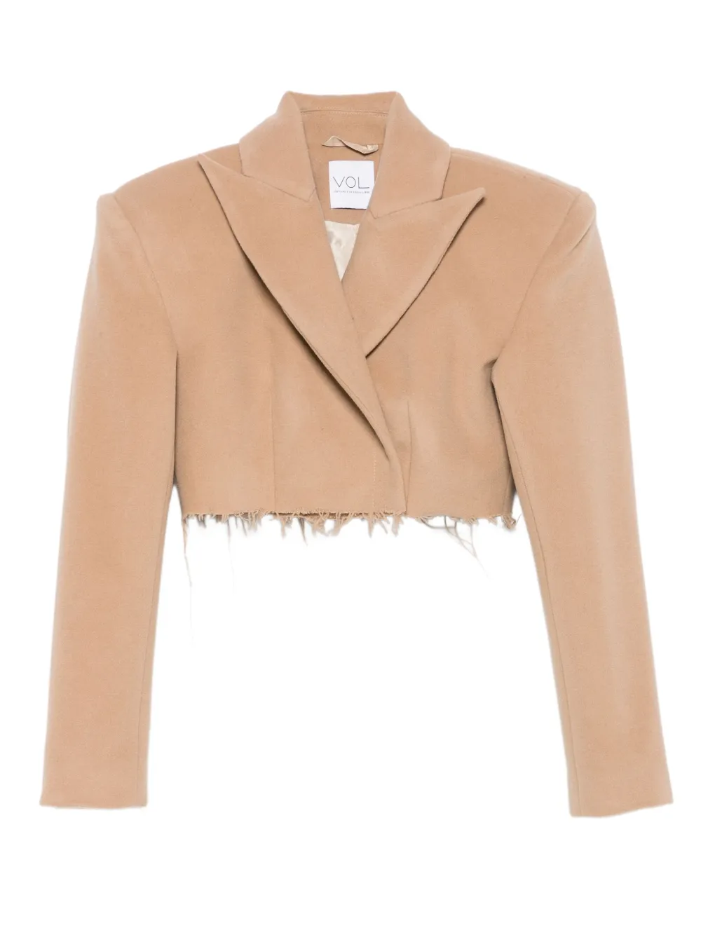 Vestiaire d'un Oiseau Libre frayed-hem cropped blazer | Neutrals | Image 1