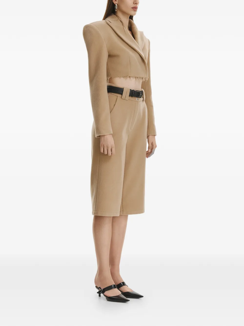  Vestiaire D'un Oiseau Libre Frayed-hem Cropped Blazer - Neutrals 