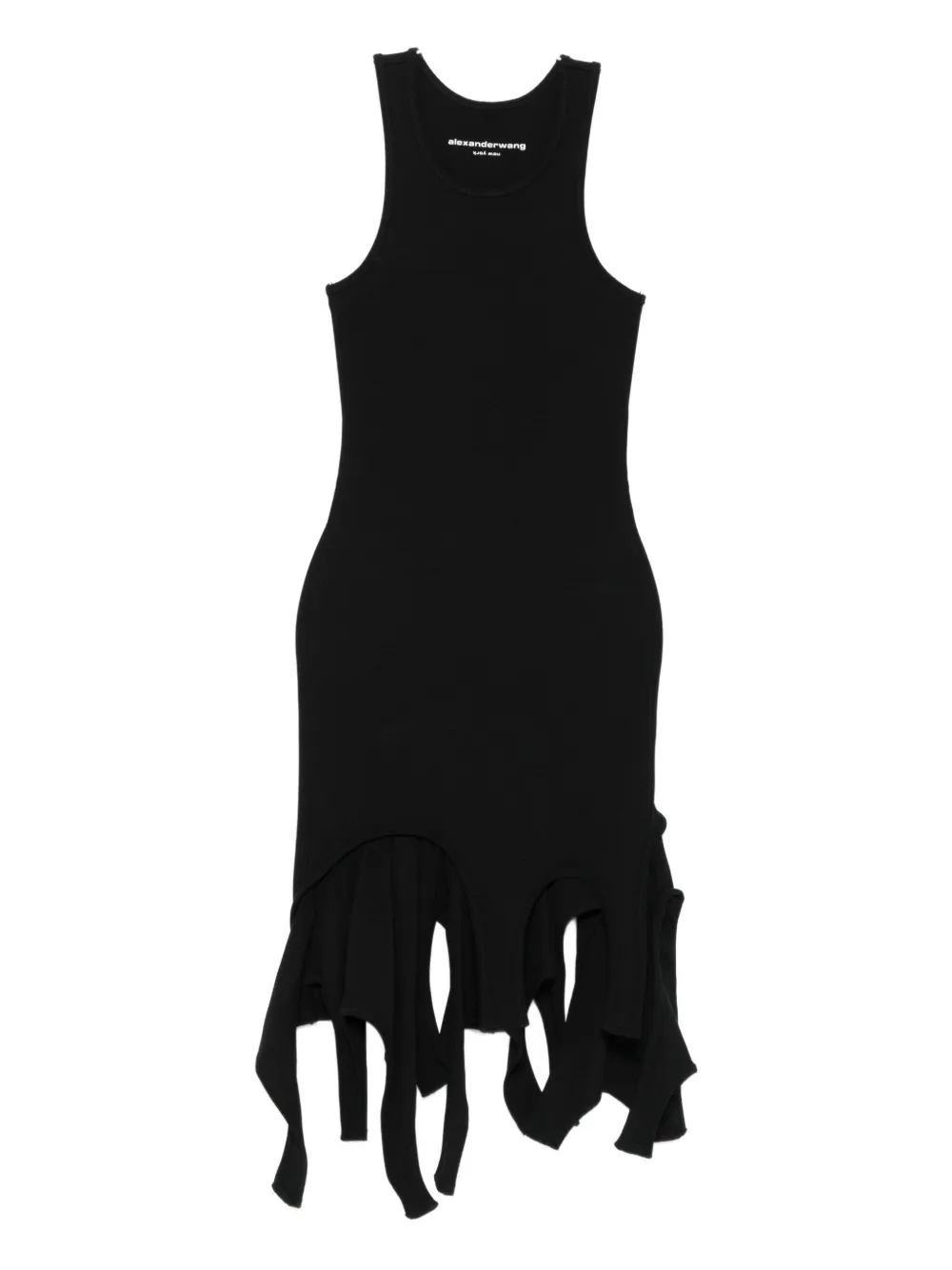 Alexander Wang Deconstructed Rib Cotton Tank Minidress In Black