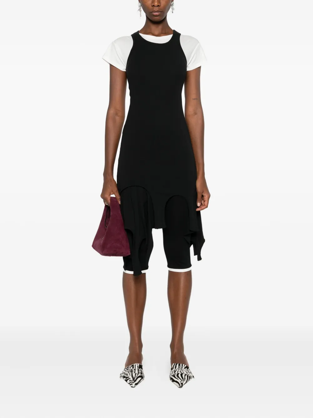 Alexander Wang frayed racer-neck mini dress Zwart
