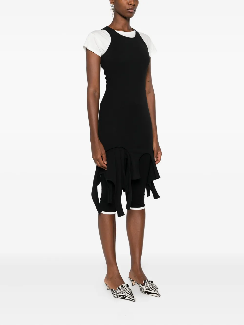 Alexander Wang frayed racer-neck mini dress Zwart