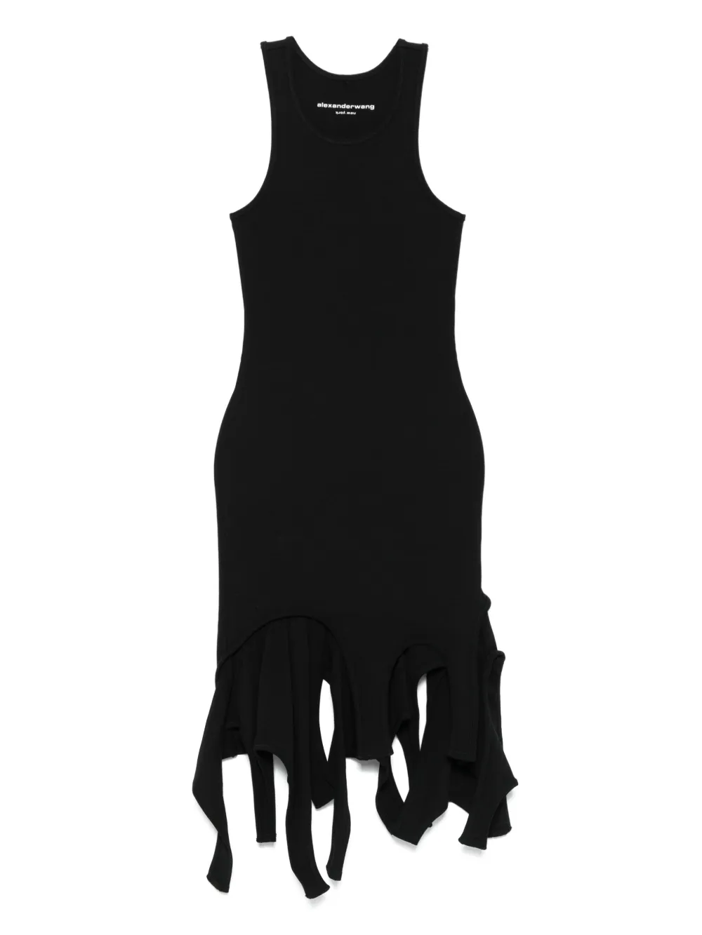 Alexander Wang frayed racer-neck mini dress Zwart