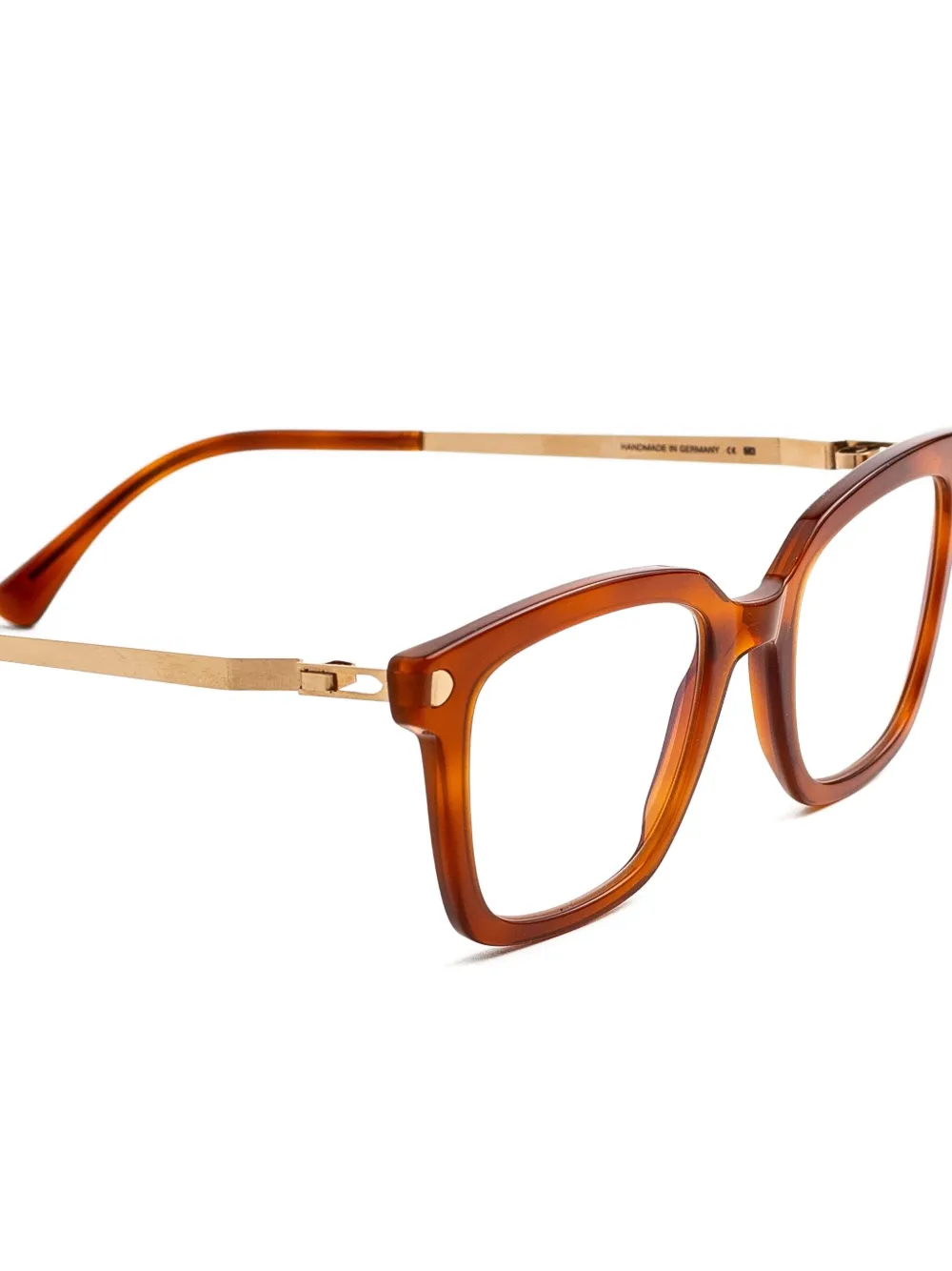 Mykita Bril met vierkant montuur en gouden detail Oranje