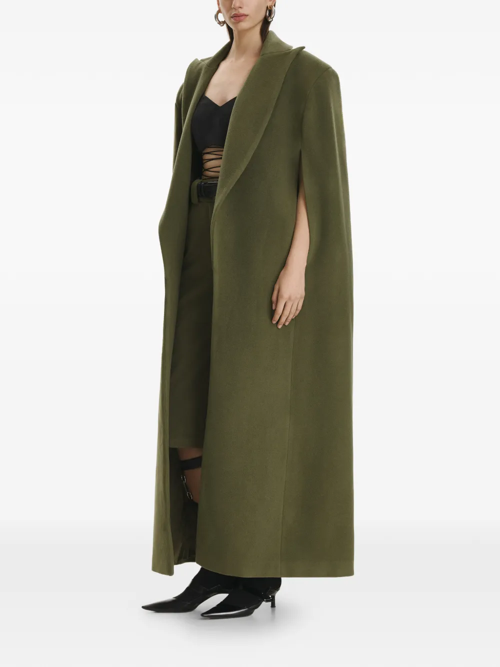  Vestiaire D'un Oiseau Libre Collared Slit Cape - Green 