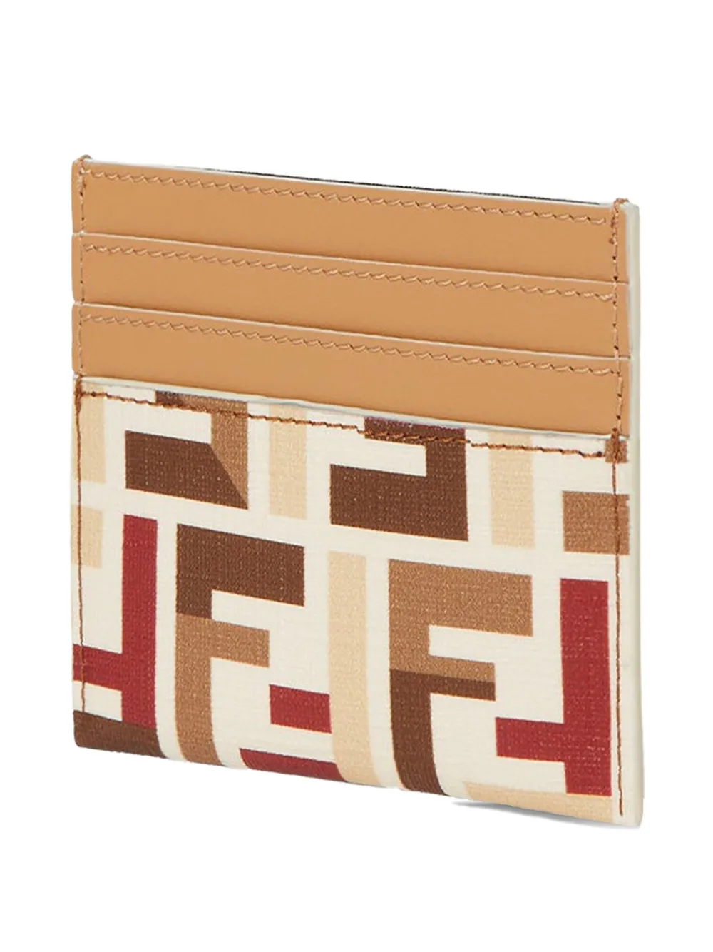 FENDI FF-pattern leather card holder - Bruin