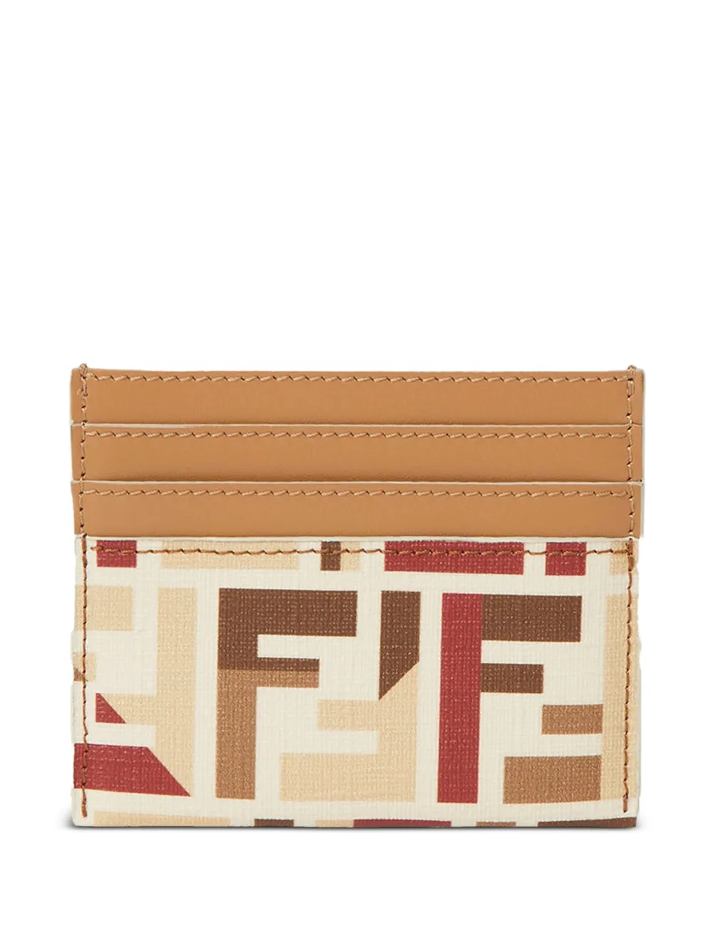 FENDI FF-pattern leather card holder - Marrone