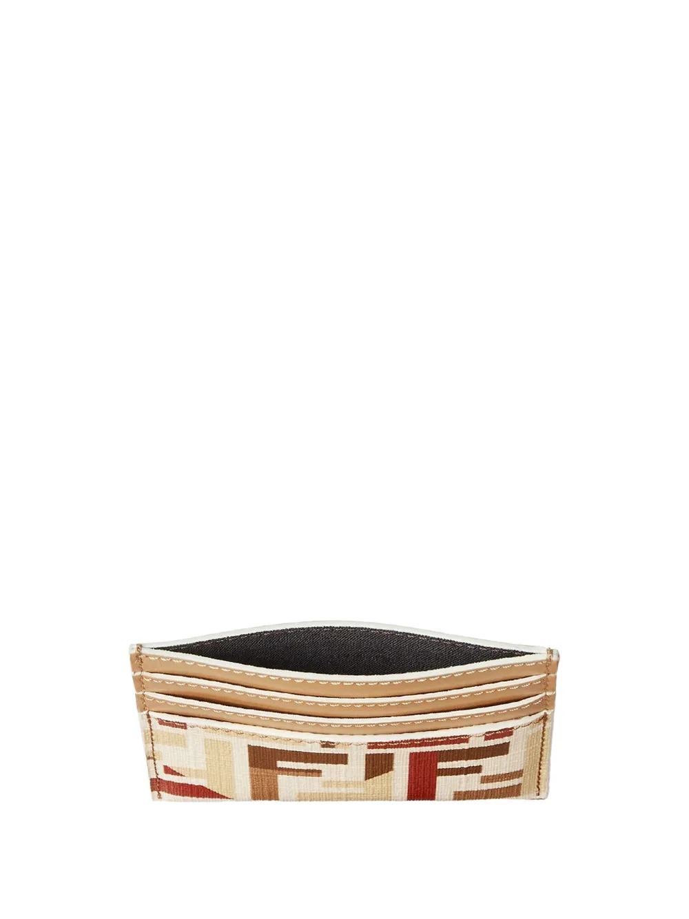  Fendi Ff-pattern Leather Card Holder - Brown 