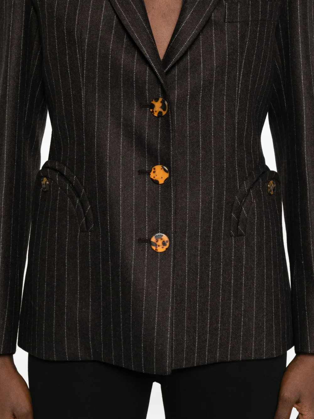 Blazé Milano Lady Maud Pinstripe Button-detail Blazer In Black