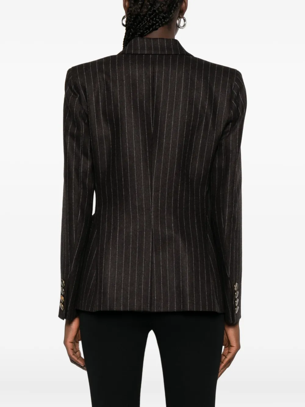 Blazé Milano Lady Maud Pinstripe Button-detail Blazer In Black