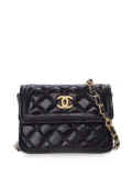 CHANEL Pre-Owned 2020 Mini Quilted Aged Calfskin Card Holder On Chain belt bag - Black