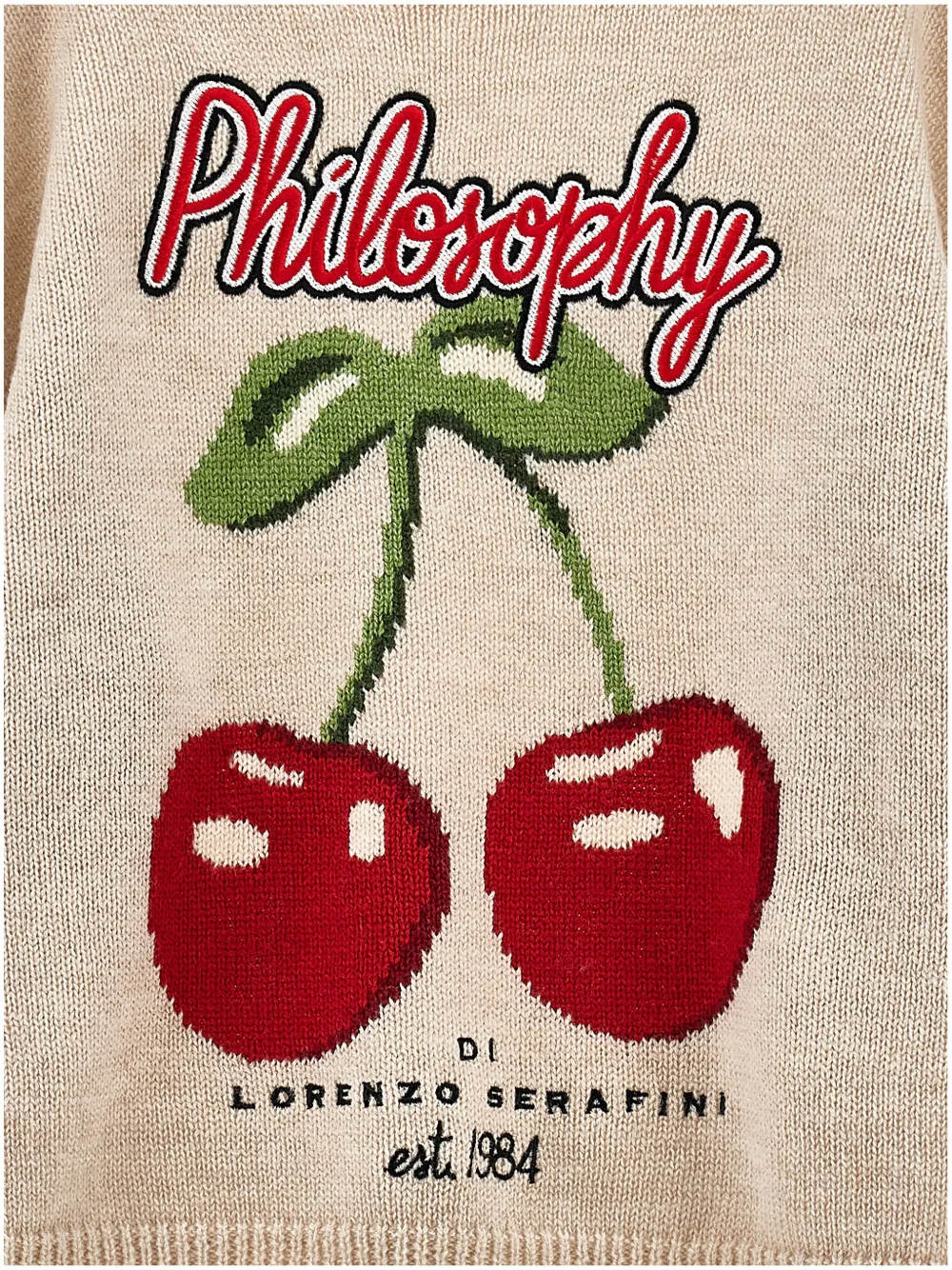 Philosophy Di Lorenzo Serafini Kids Trui met ruchemouwen en kersenpatroon Beige