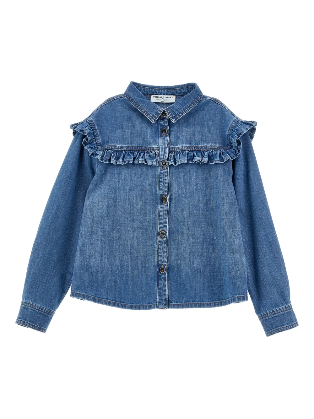 Philosophy Di Lorenzo Serafini Kids Camicia denim con ruches - Blu