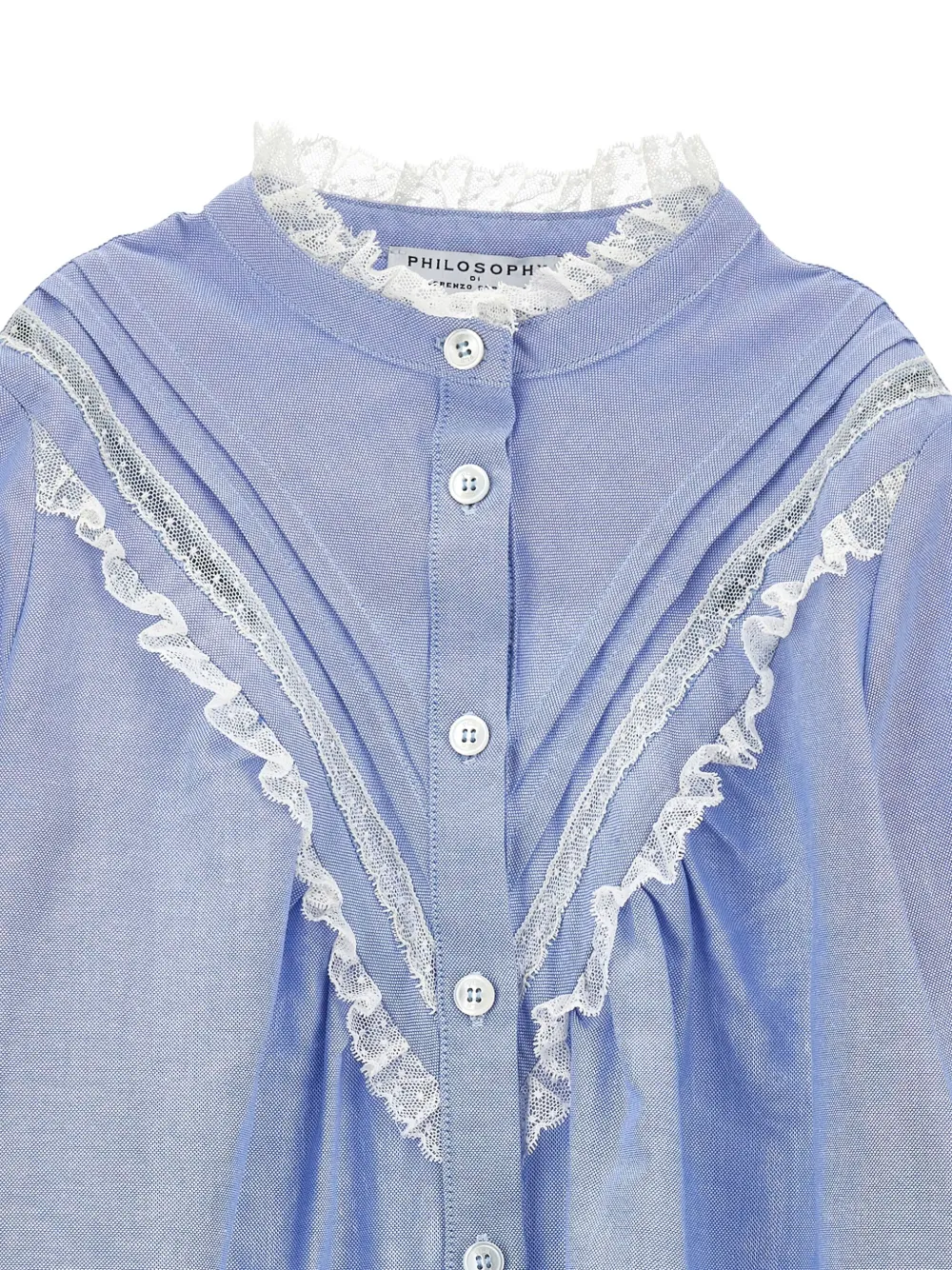 Philosophy Di Lorenzo Serafini Kids Shirt met kanten afwerking Blauw