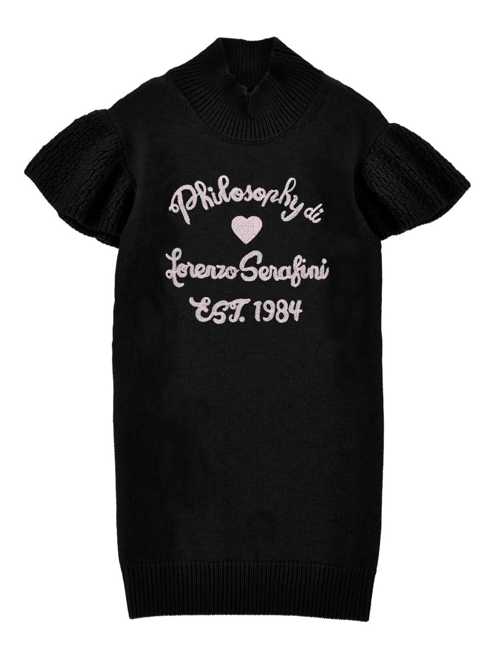 Philosophy Di Lorenzo Serafini Kids' Ruffled-sleeve Knit Dress In Black