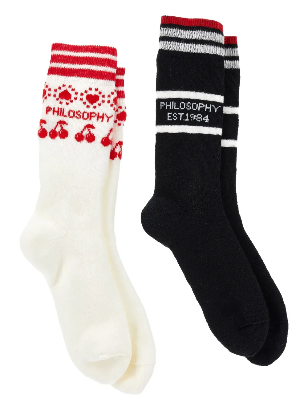 Philosophy Di Lorenzo Serafini Cherry Stripe Socks Pack In White
