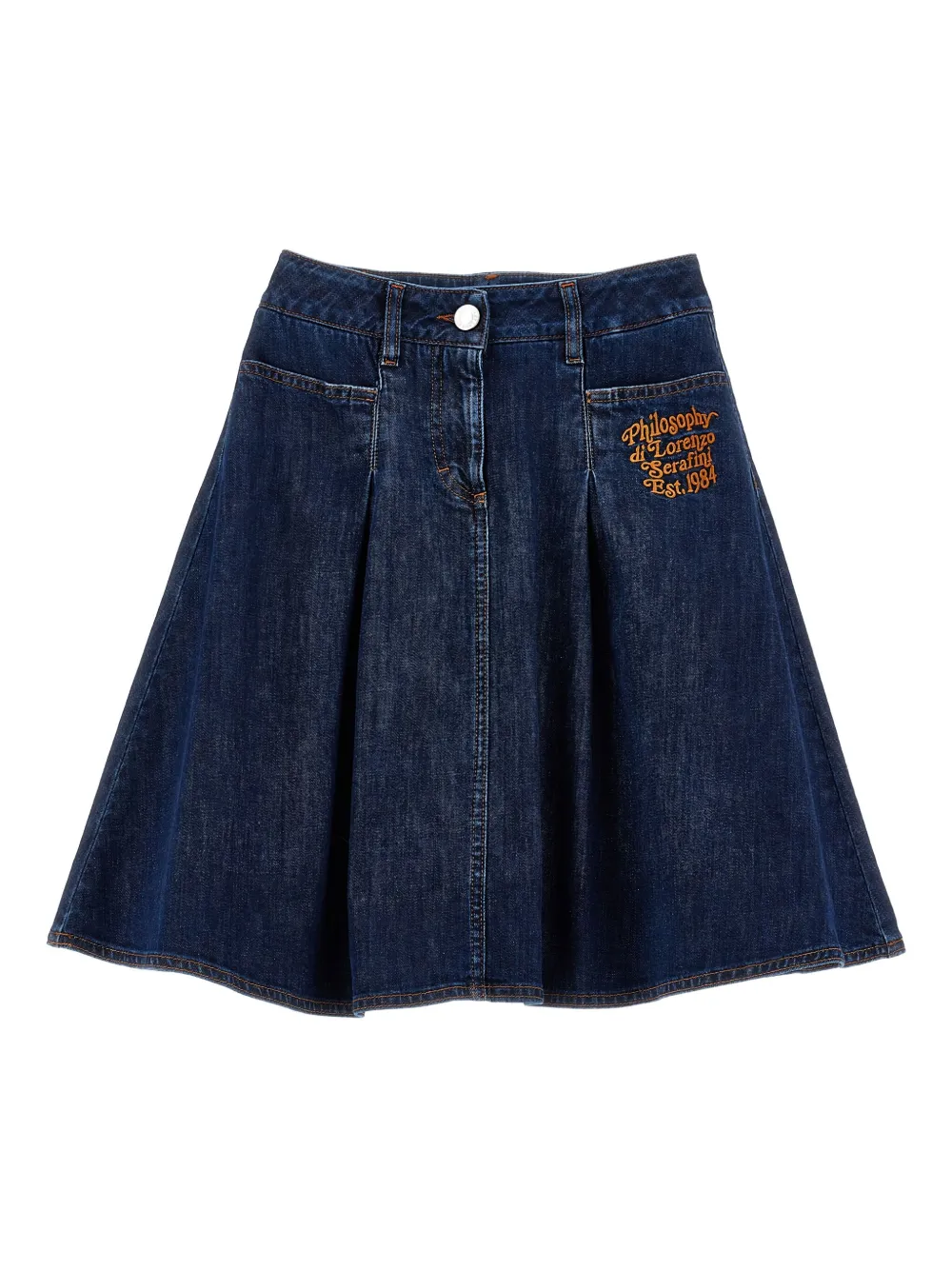 Philosophy Di Lorenzo Serafini Kids embroidered-logo denim skirt | Blue | Image 1