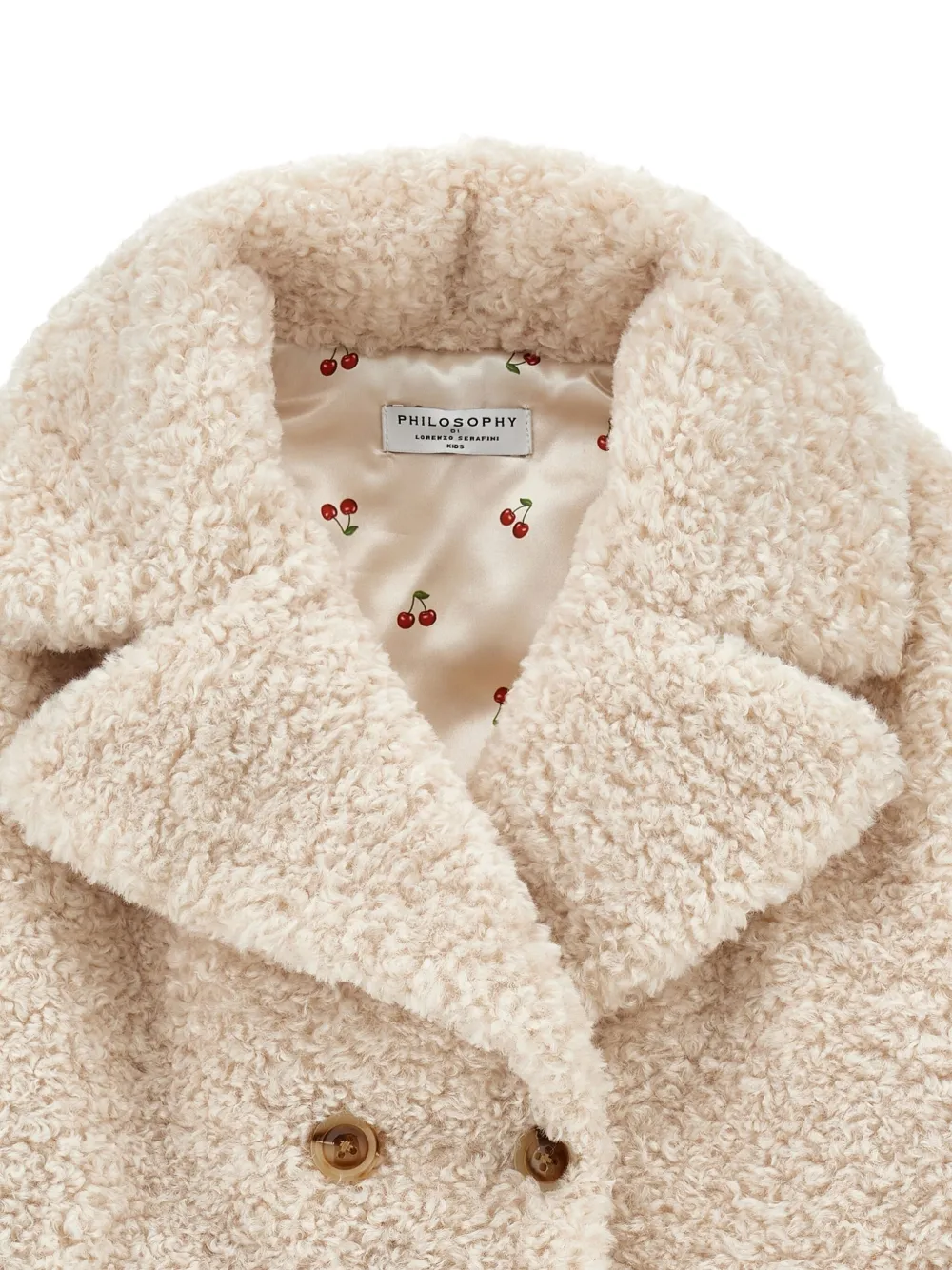 Philosophy Di Lorenzo Serafini Kids Teddy jas met dubbele rij knopen Beige
