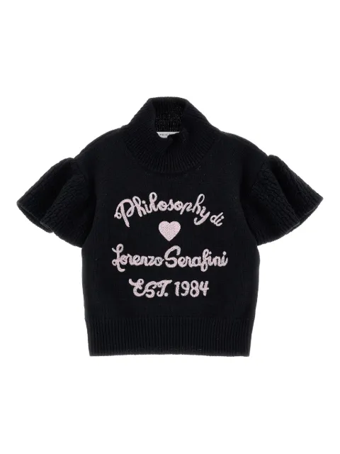Philosophy Di Lorenzo Serafini Kids ruffled-sleeve embroidered sweater