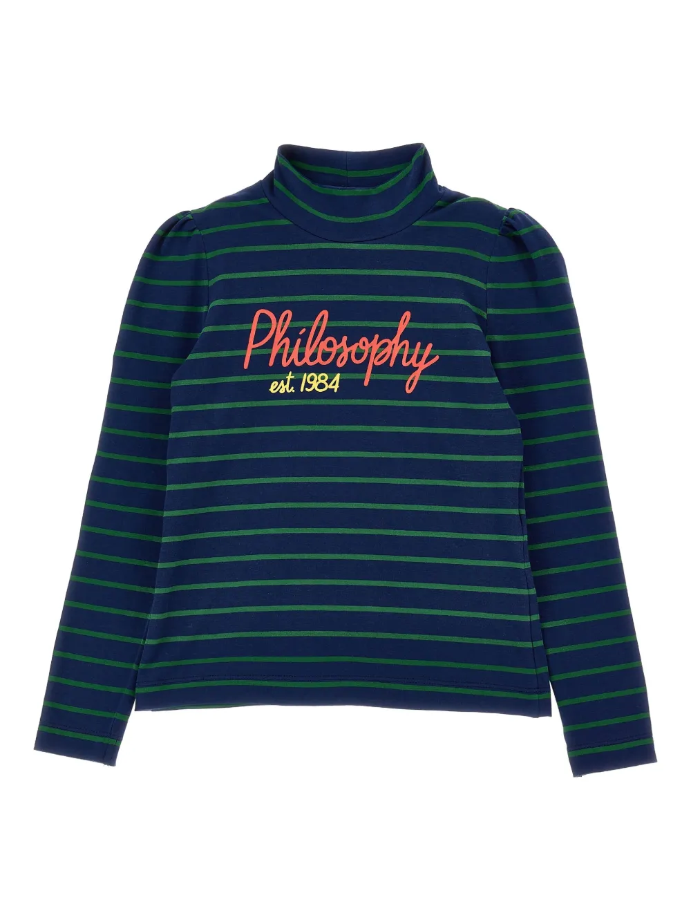 Philosophy Di Lorenzo Serafini Kids' Striped-pattern High-neck Top In Blue