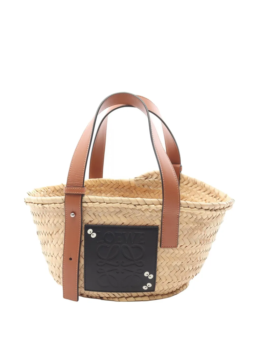 Pre-owned Loewe 2010-2025 Studio Ghibli My Neighbor Totoro Small Raffia Dust Bunnies Basket Tote Bag In Brown