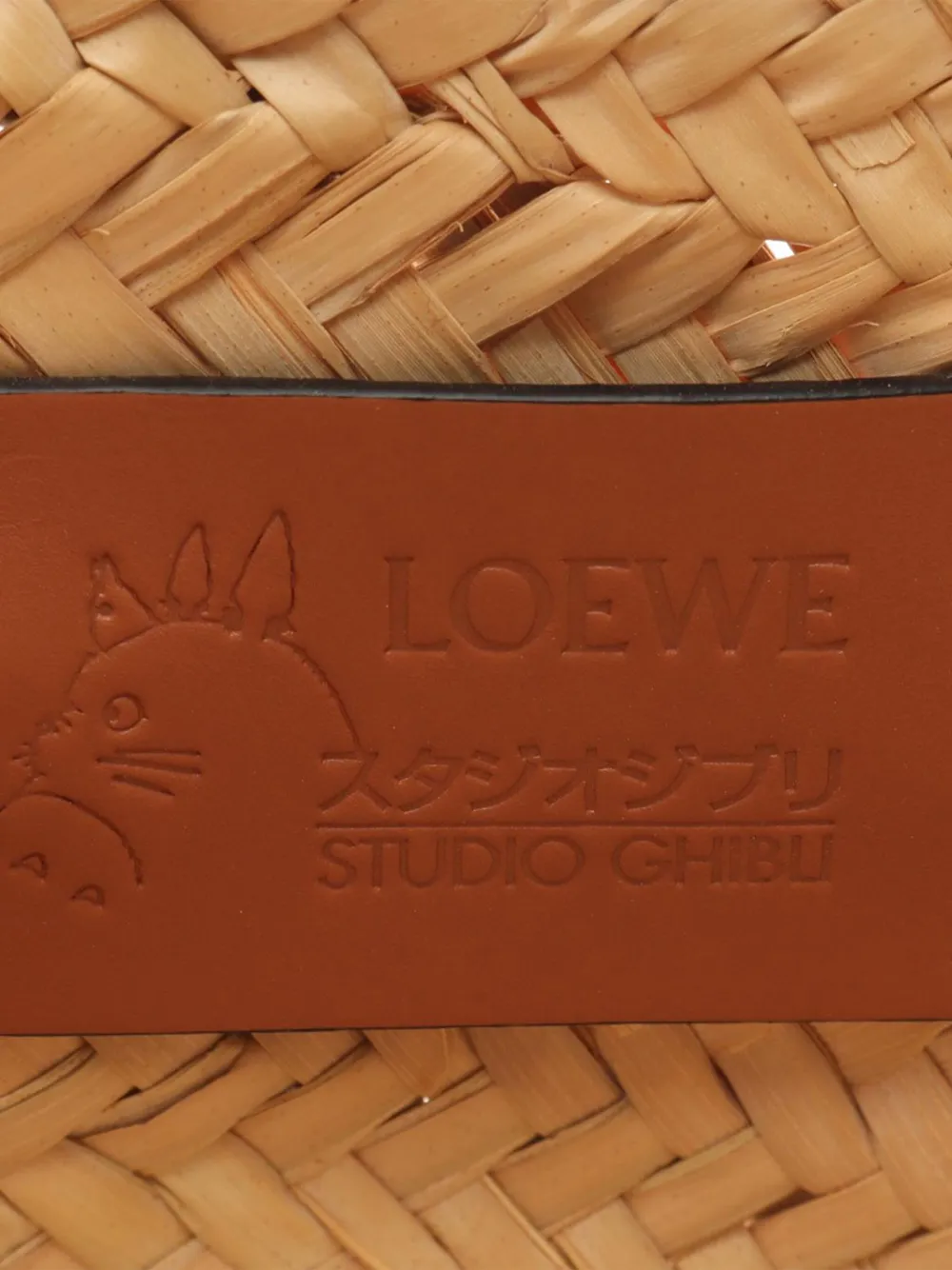 Pre-owned Loewe 2010-2025 Studio Ghibli My Neighbor Totoro Small Raffia Dust Bunnies Basket Tote Bag In Brown
