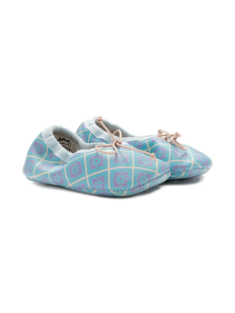 Pèpè patterned-leather crib shoes Blue