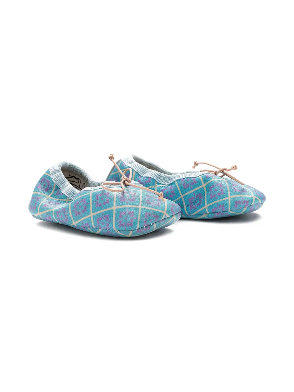 Pèpè patterned-leather crib shoes Blue